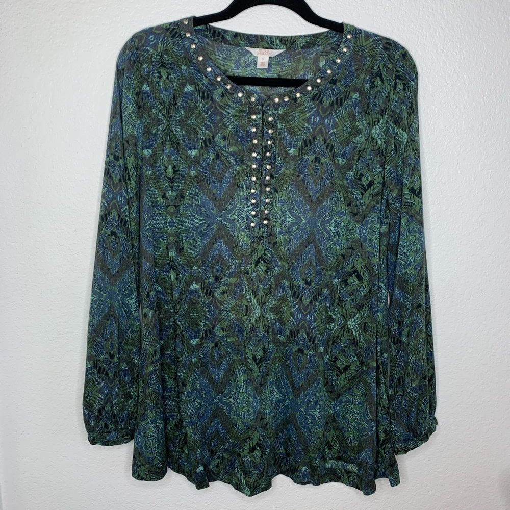 SUN & SHADOW | Long Sleeve Blouse w/Beaded Detail